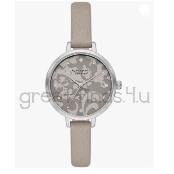 Kate Spade New York Womens Metro Watch, Floral Dial, Taupe Leather Band